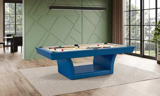 Hudson 8 ft slate pool table with solid wood construction in professional home game room setup