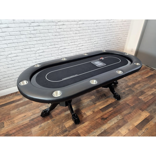 LED Oval Poker Table w/ Built-in Card Shuffler for 10 Person - Just Poker Tables