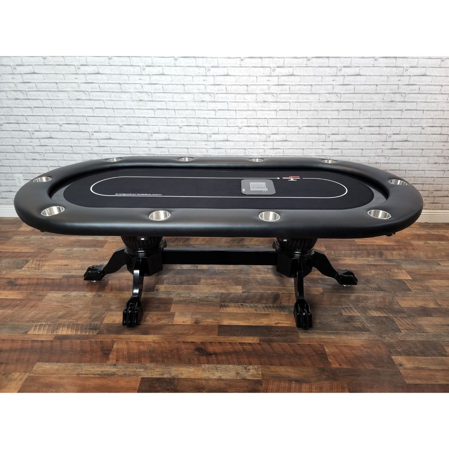 LED Oval Poker Table w/ Built-in Card Shuffler for 10 Person - Just Poker Tables