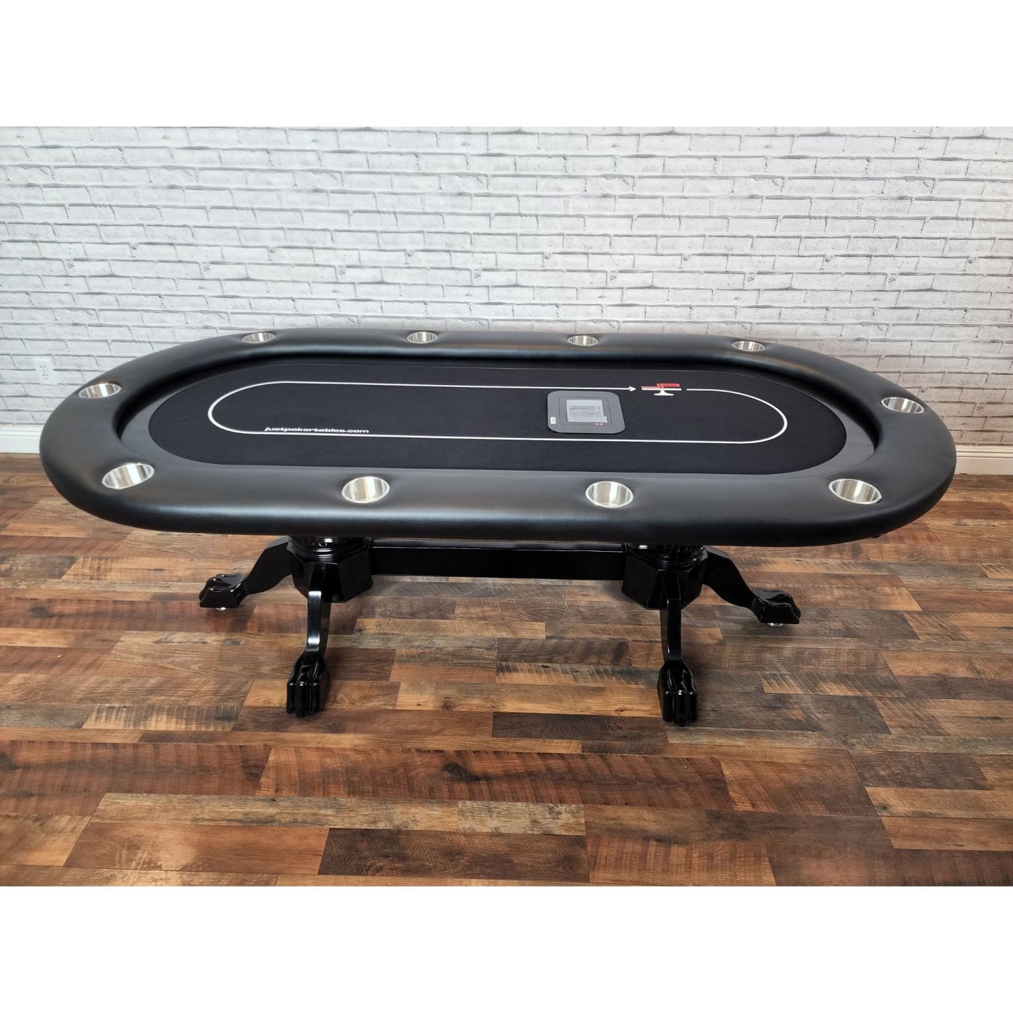 LED Oval Poker Table w/ Built-in Card Shuffler for 10 Person - Just Poker Tables