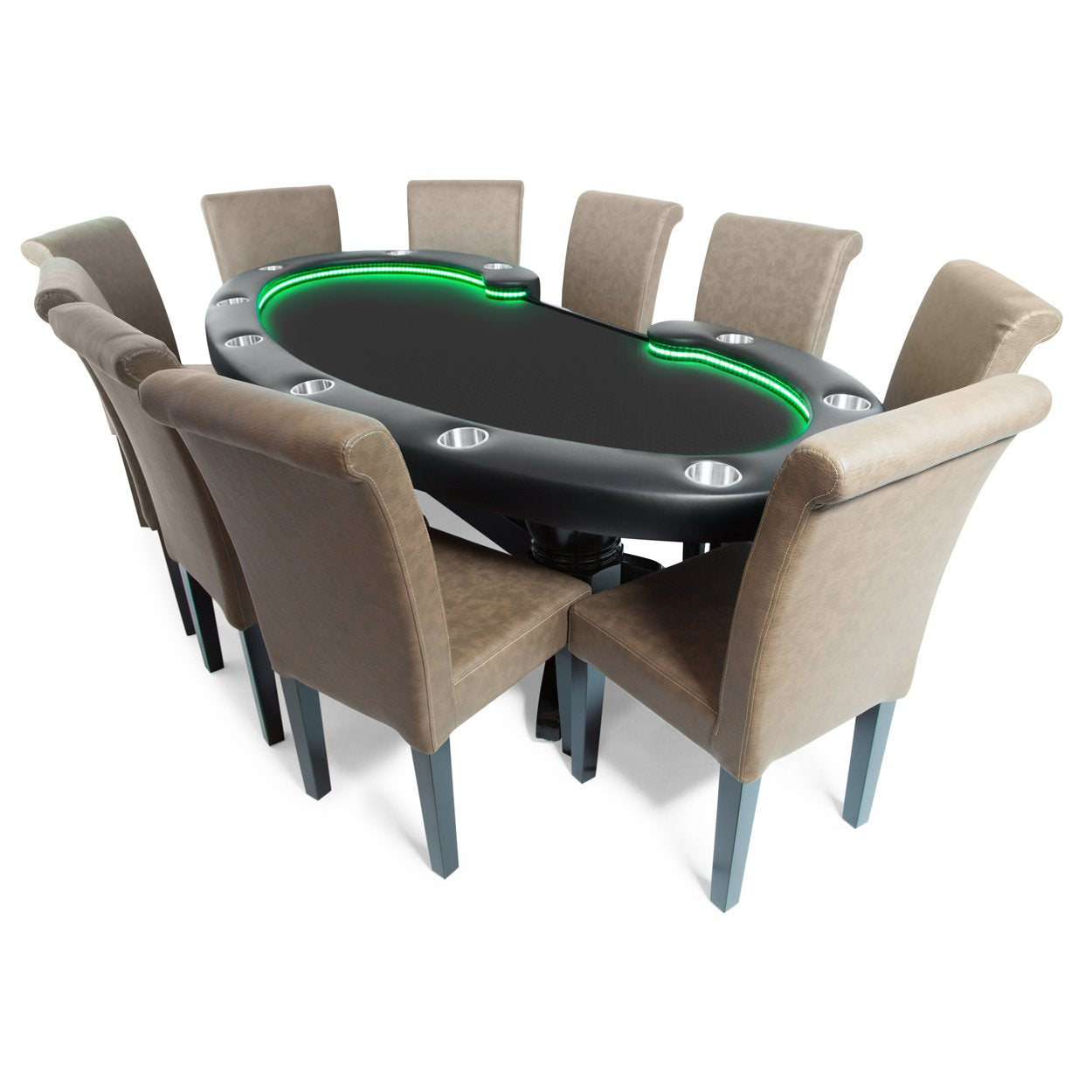 BBO Poker Tables Lumen HD LED Poker Table Black 10 Person and Dealer - Just Poker Tables