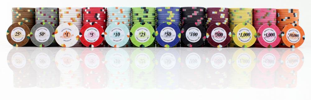 JP Commerce Monaco Casino 500 Piece Poker Chips Set Clay 13.5 Gram - Just Poker Tables