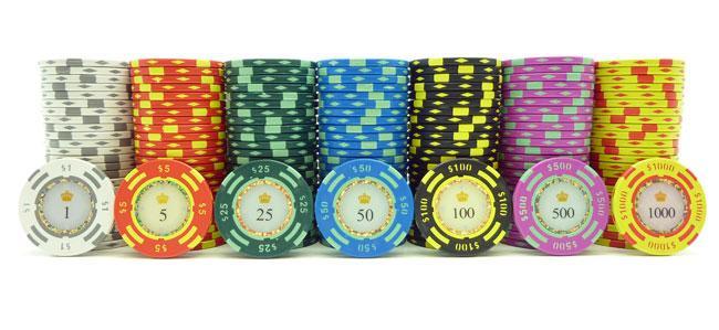 JP Commerce Crown Casino 500 Piece Poker Chips Set Clay 13.5 Gram - Just Poker Tables