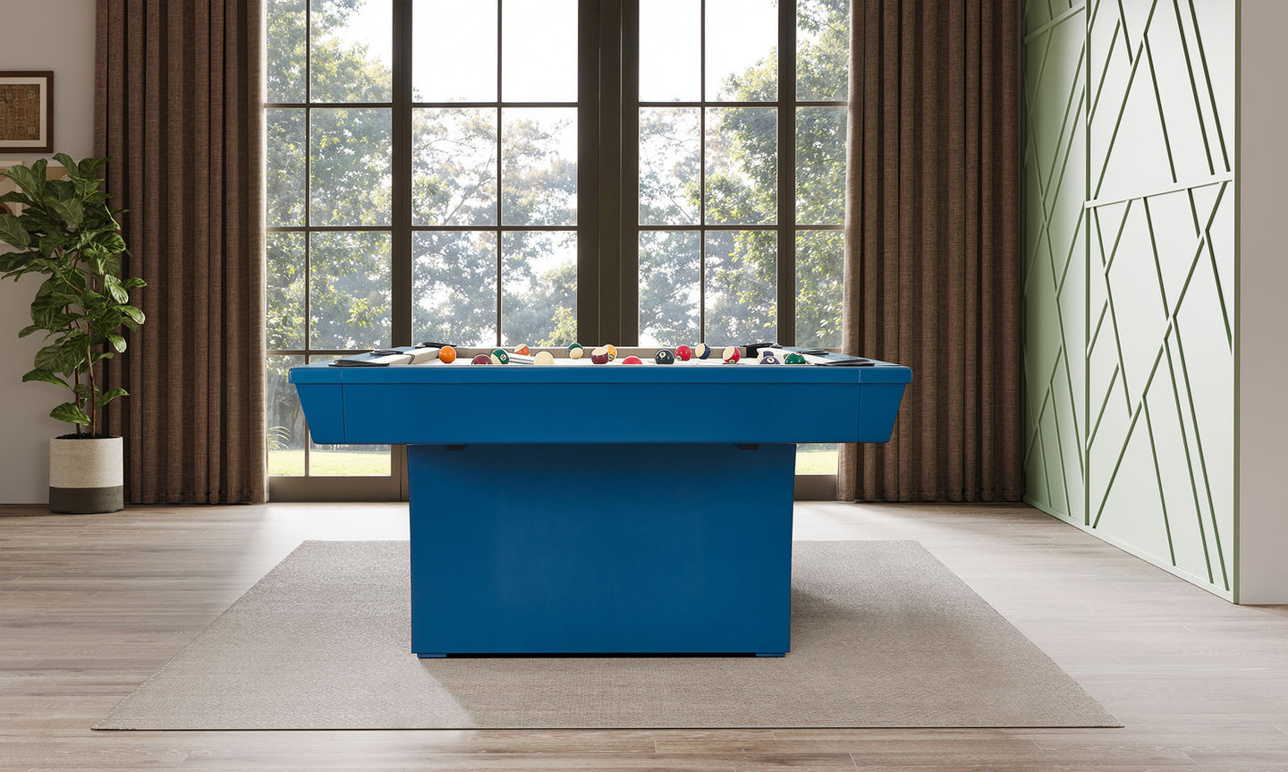 Hudson 8 ft slate pool table with solid wood construction in professional home game room setup