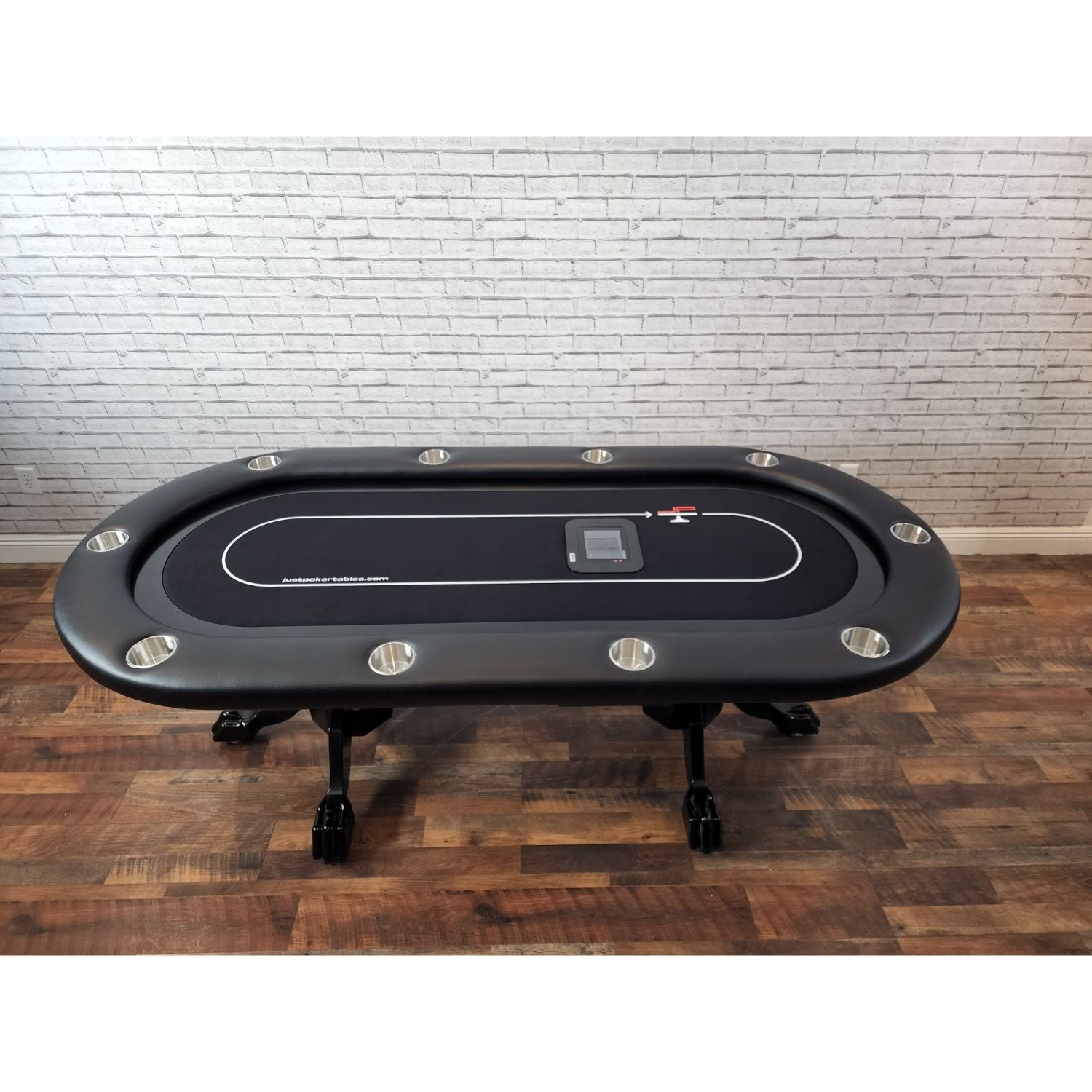 LED Oval Poker Table w/ Built-in Card Shuffler for 10 Person - Just Poker Tables