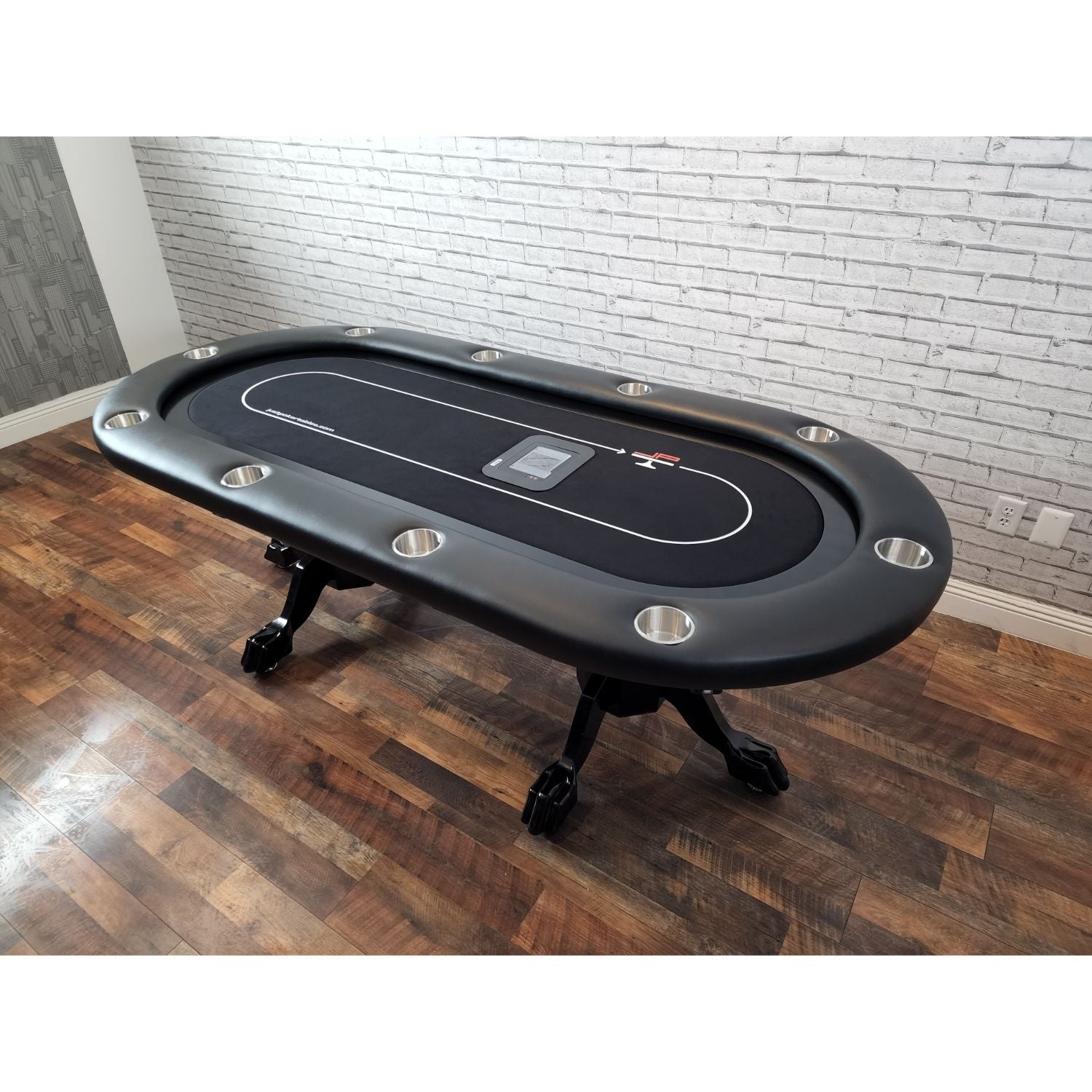 LED Oval Poker Table w/ Built-in Card Shuffler for 10 Person - Just Poker Tables