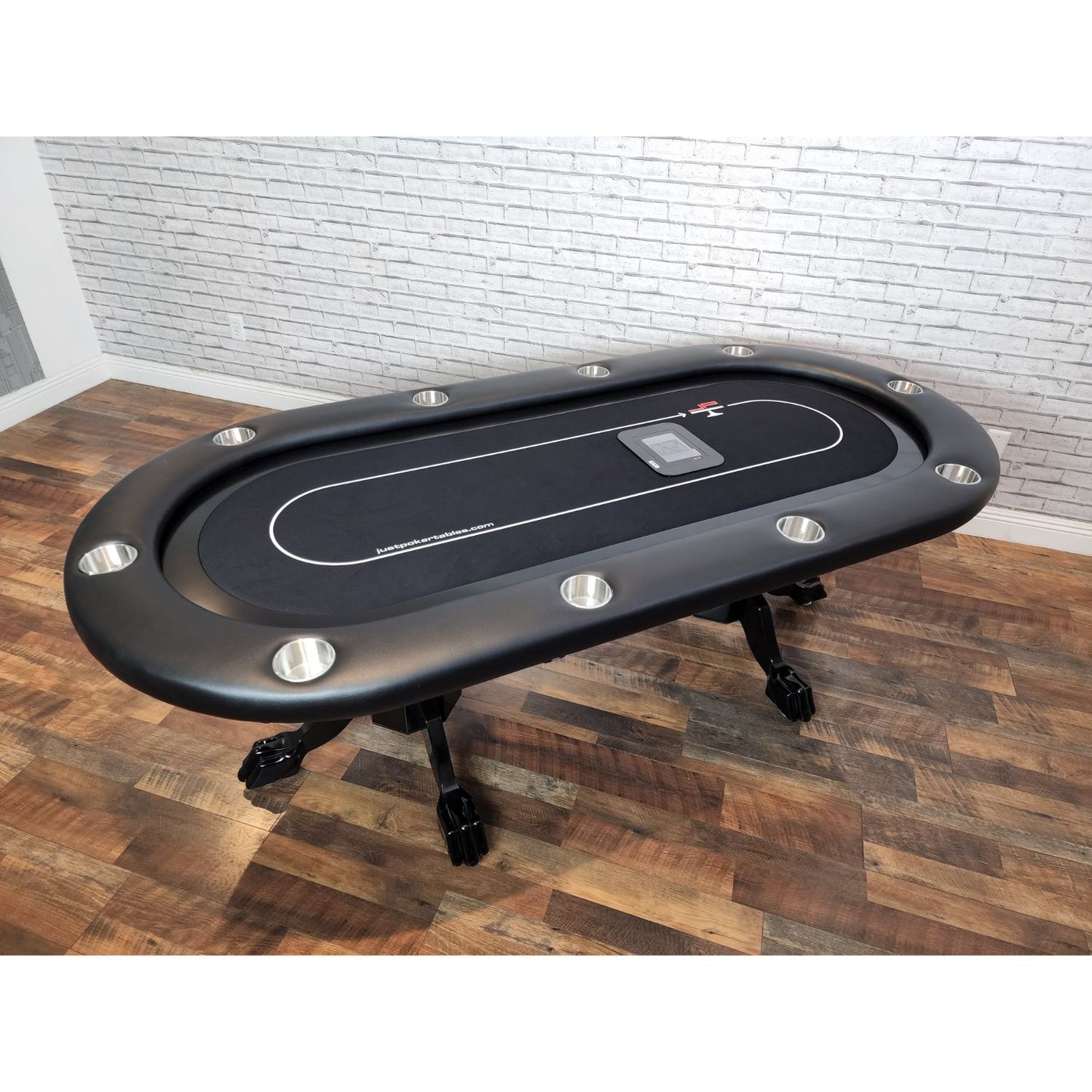 LED Oval Poker Table w/ Built-in Card Shuffler for 10 Person - Just Poker Tables