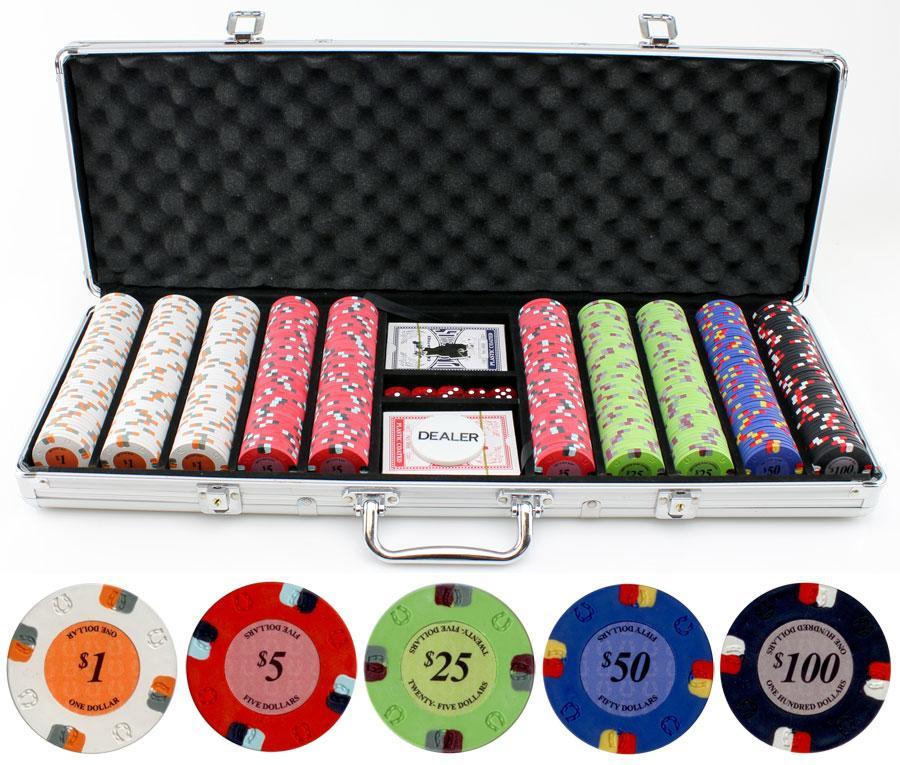 JP Commerce Lucky Horseshoe 500 Piece Casino Poker Chips Set 13.5 Gram - Just Poker Tables