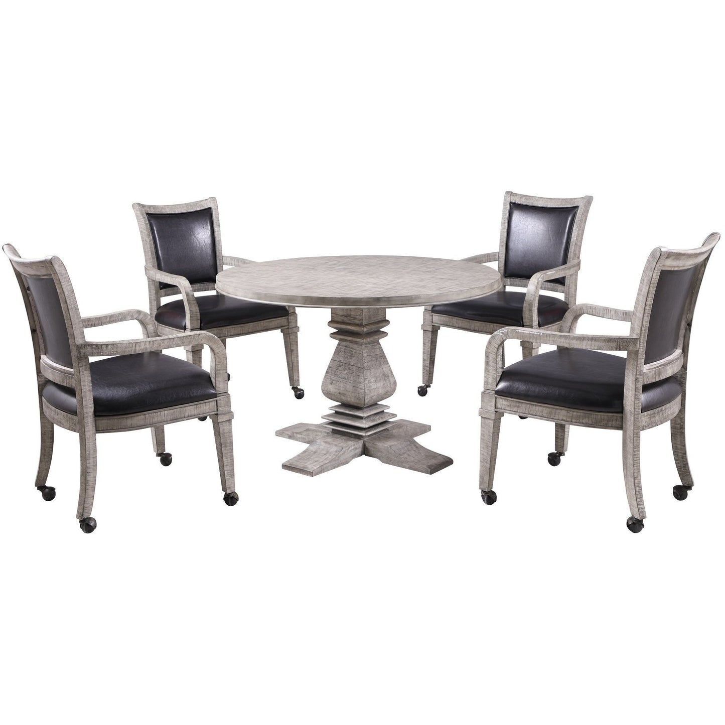 Hathaway Montecito Driftwood 48" Poker Dining Table with 4 Arm Chairs - Just Poker Tables