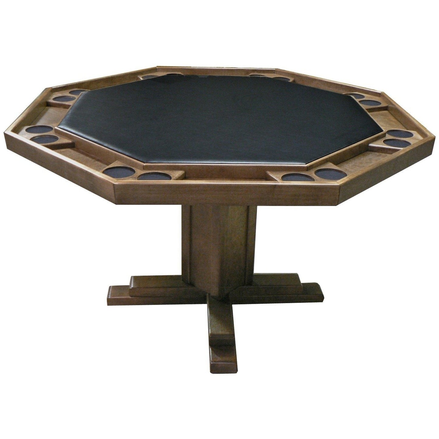 Kestell 57" Oak Octagon Poker Table with Pedestal Base 8 Person - Just Poker Tables