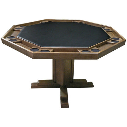 Kestell 52" Oak Octagon Poker Table with Pedestal Base 8 Person - Just Poker Tables