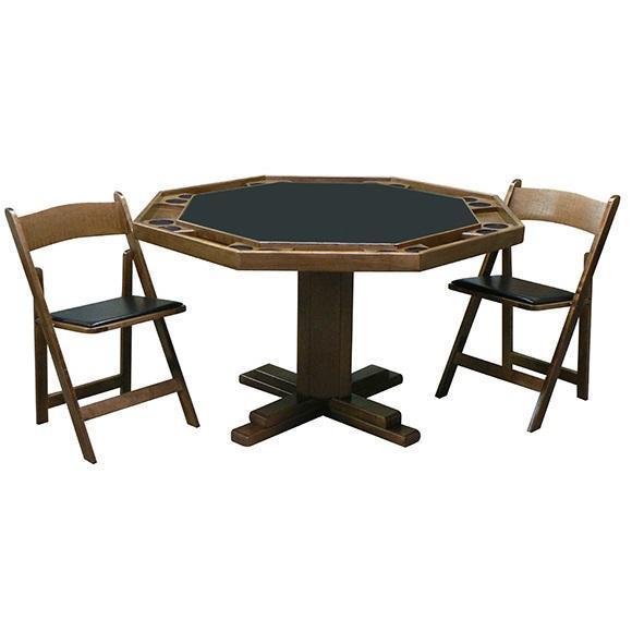 Kestell 57" Oak Octagon Poker Table with Pedestal Base 8 Person - Just Poker Tables