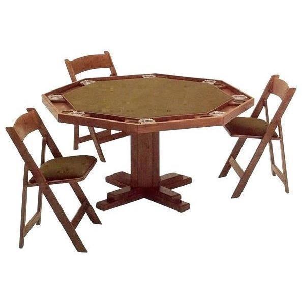 Kestell 57" Oak Octagon Poker Table with Pedestal Base 8 Person - Just Poker Tables