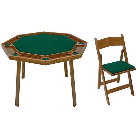 Kestell Oak 48" Octagon Compact Folding Poker Table 8 Person - Just Poker Tables