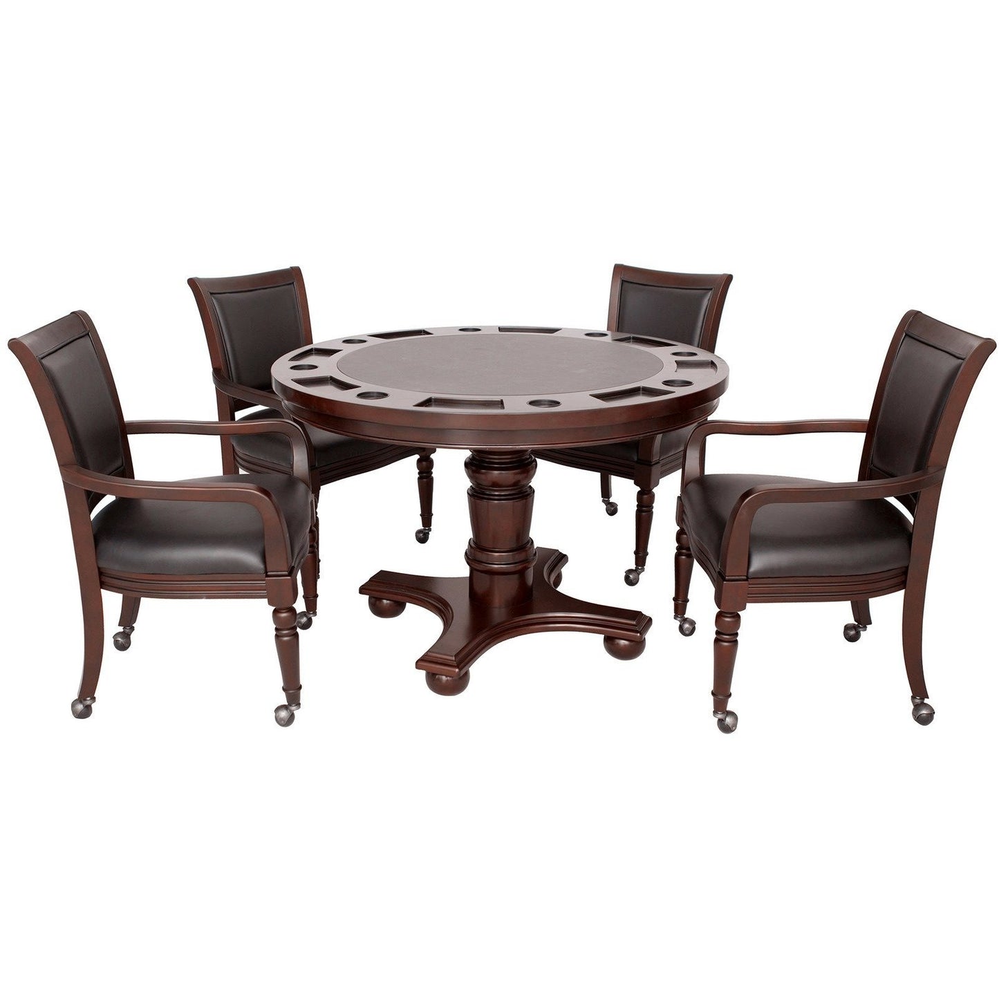 Hathaway Bridgeport 48" 2 in 1 Round Poker Table Set with 4 Arm Chairs - Just Poker Tables