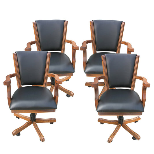 Hathaway Kingston Oak Swivel Poker Arm Chairs - Set of 4 - Just Poker Tables