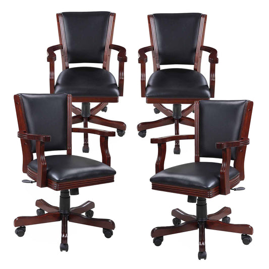 Hathaway Kingston Walnut Swivel Poker Arm Chairs - Set of 4 - Just Poker Tables