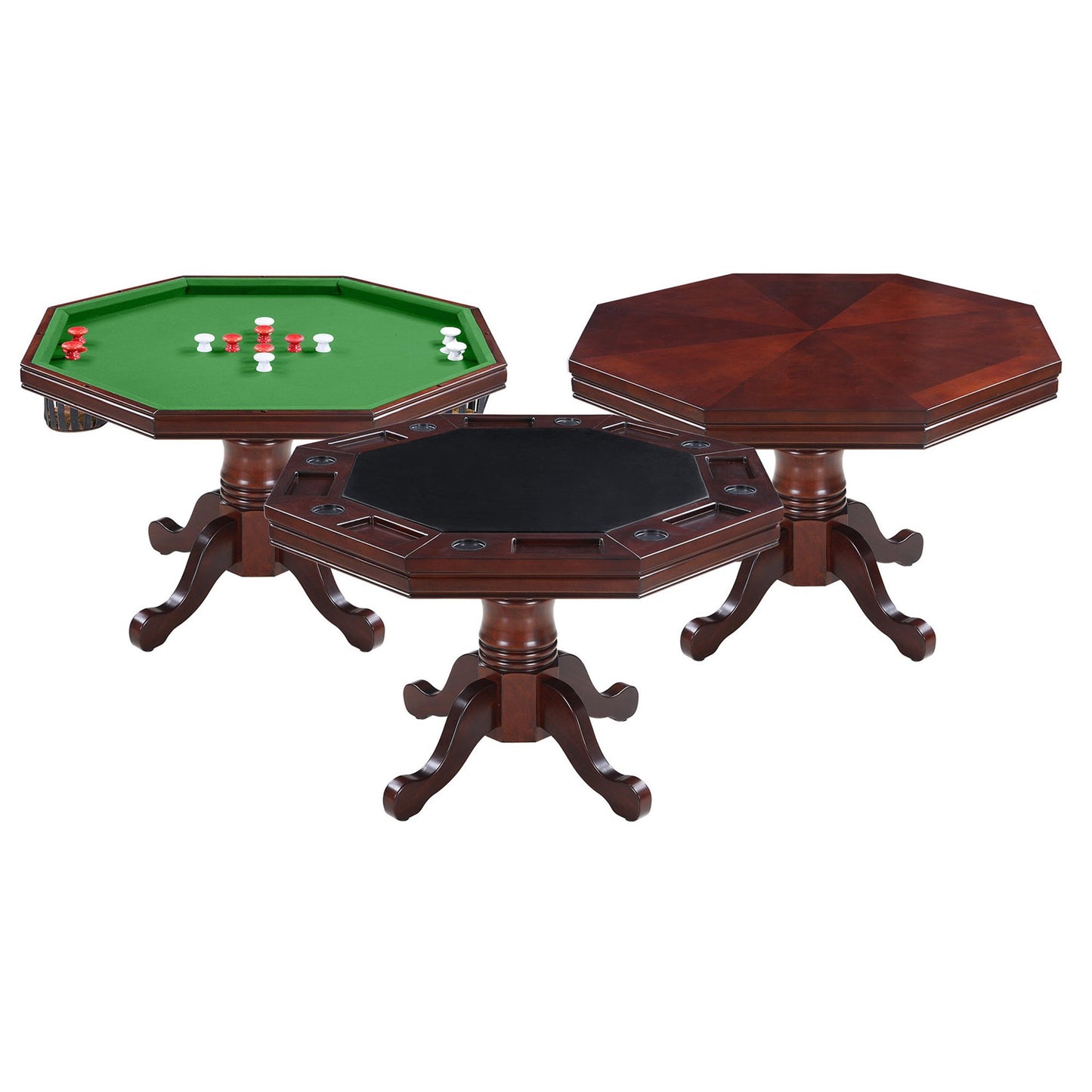 Hathaway Kingston Walnut Octagon 3 in 1 Poker Table - Just Poker Tables