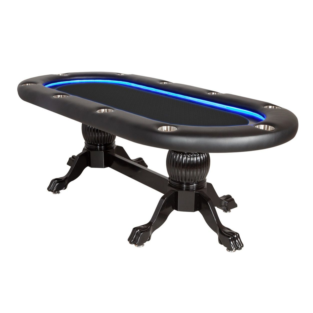 BBO Poker Tables Elite Alpha LED Black Oval Poker Table