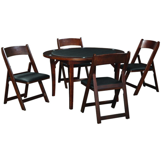 RAM Game Room 48" Folding Poker Table Set with 4 Folding Chairs - Just Poker Tables