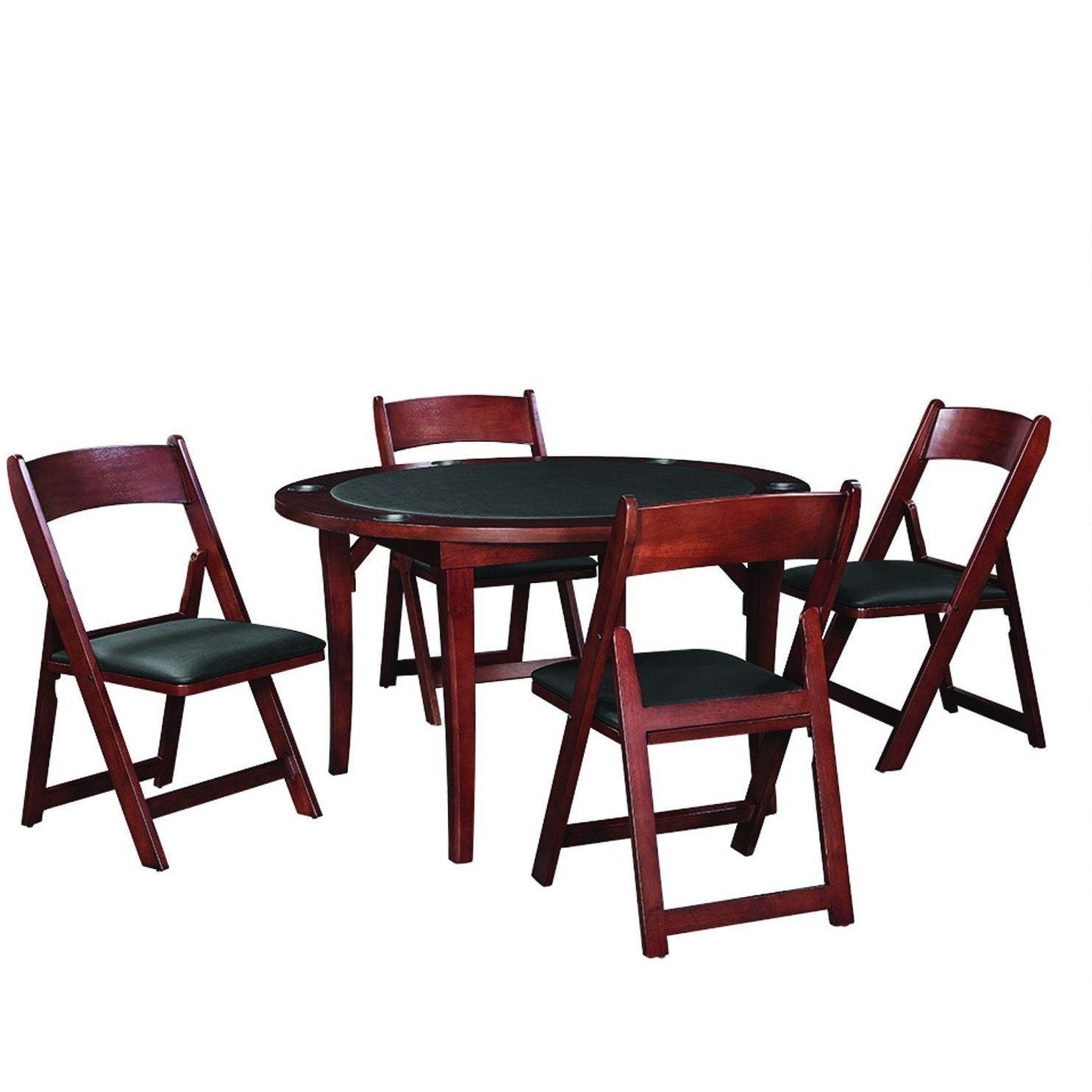 RAM Game Room 48" Folding Poker Table Set with 4 Folding Chairs - Just Poker Tables