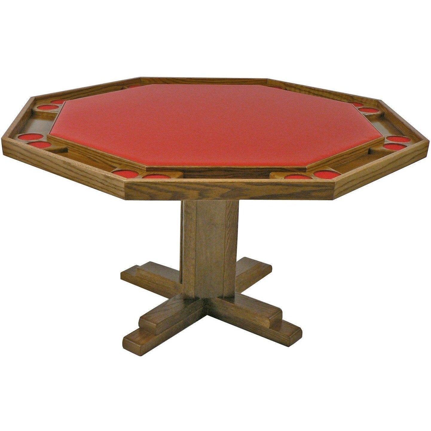 Kestell 57" Oak Octagon Poker Table with Pedestal Base 8 Person - Just Poker Tables