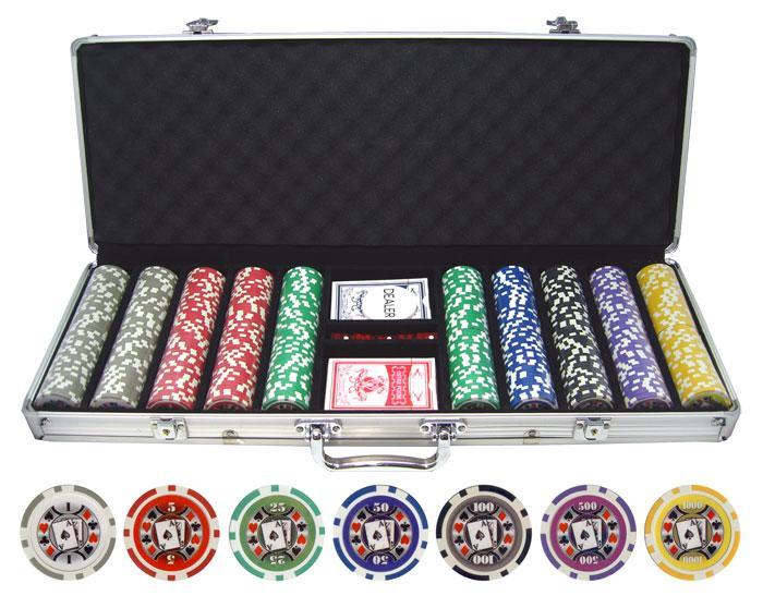 JP Commerce Big Slick 500 Piece Casino Poker Chips Set Clay 11.5 Gram - Just Poker Tables