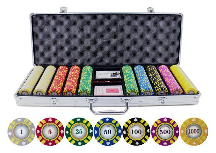 JP Commerce Stripe Suited V2 500 Pc Casino Poker Chips Set 13.5 Gram - Just Poker Tables