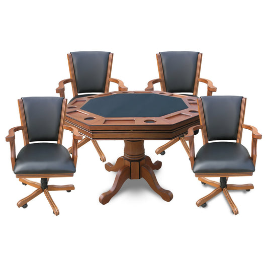 Hathaway Kingston Oak 3 in 1 Poker Table with 4 Arm Chairs - Just Poker Tables