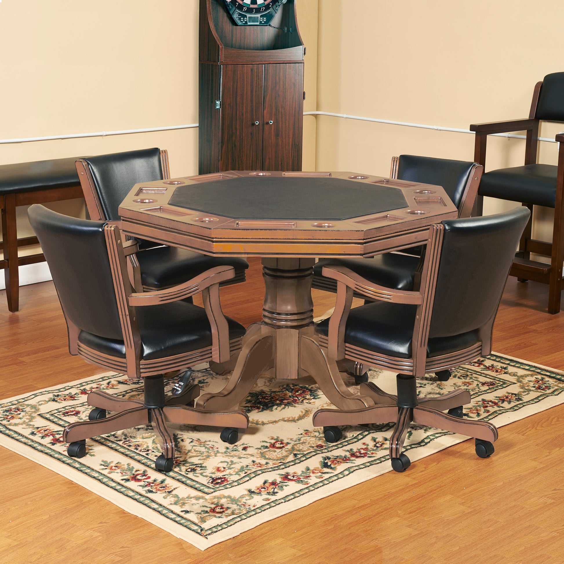 Hathaway Kingston Oak 3 in 1 Poker Table with 4 Arm Chairs - Just Poker Tables