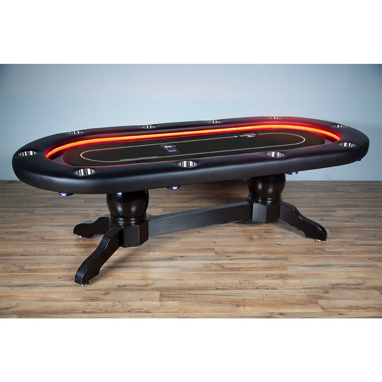 LED Oval Poker Table w/ Built-in Card Shuffler for 10 Person - Just Poker Tables