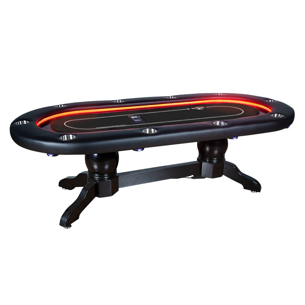 LED Oval Poker Table w/ Built-in Card Shuffler for 10 Person - Just Poker Tables