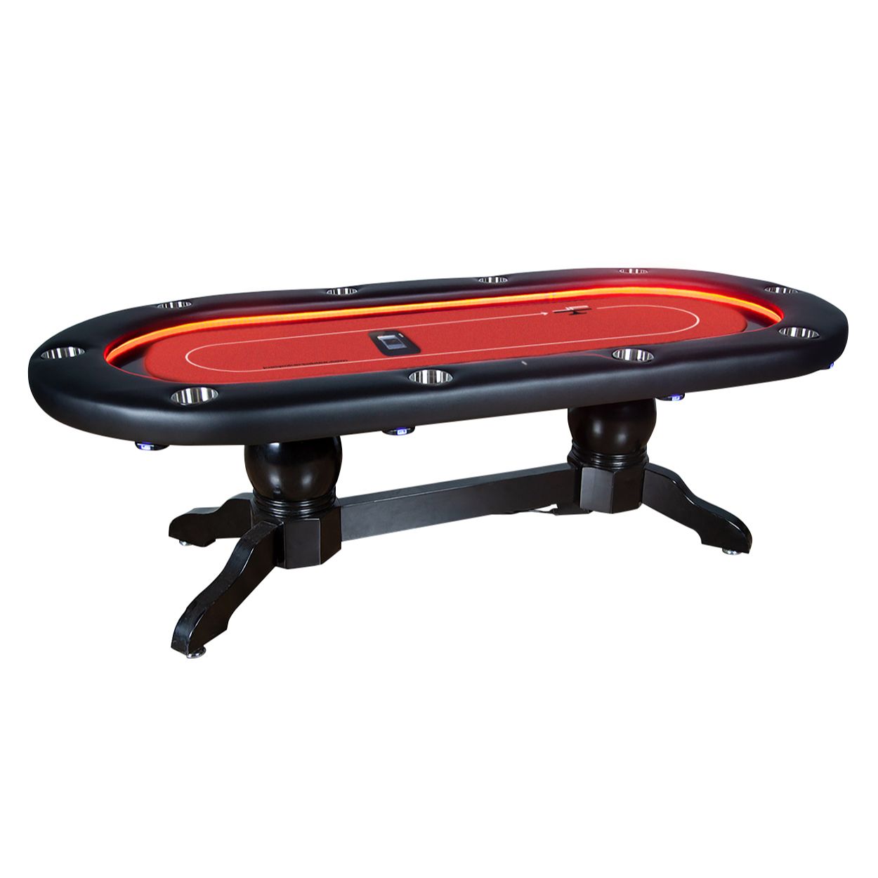 LED Oval Poker Table w/ Built-in Card Shuffler for 10 Person - Just Poker Tables