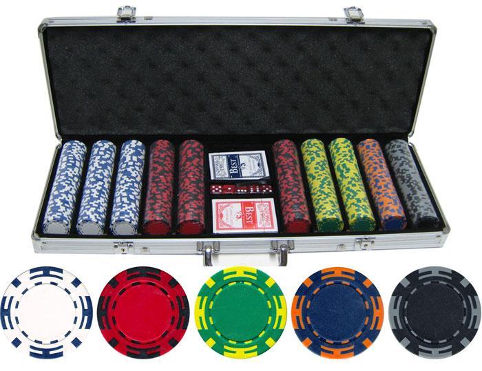 JP Commerce Z Striped 500 Piece Casino Poker Chips Set Clay 13.5 Gram - Just Poker Tables