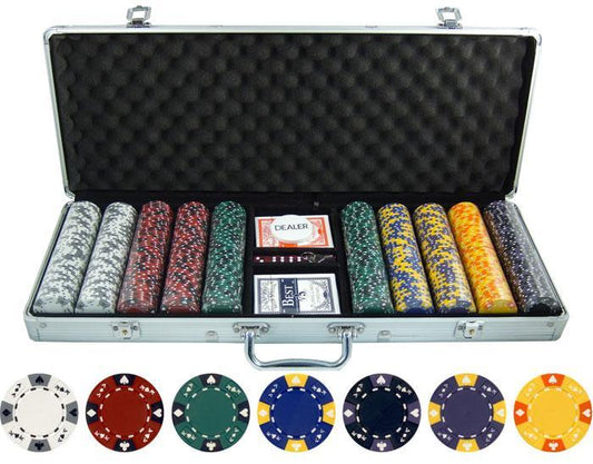 JP Commerce Ace King Tricolor 500 Piece Poker Chips Clay Set 13.5 Gram - Just Poker Tables