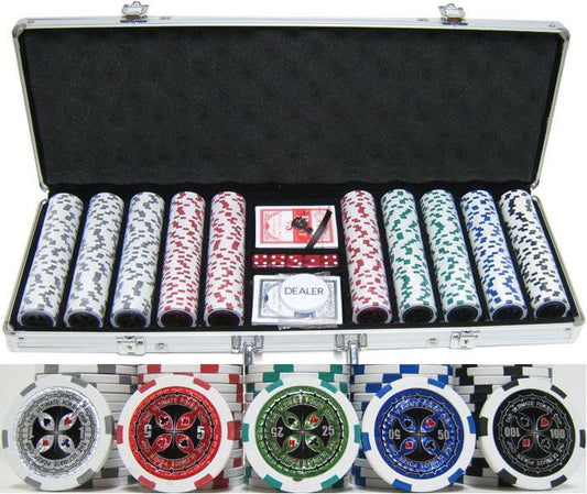 JP Commerce Ultimate 500 Piece Casino Poker Chips Set Clay 13.5 Gram - Just Poker Tables