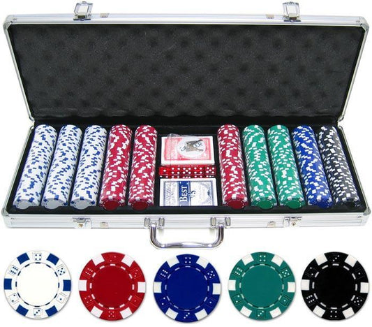 JP Commerce Dice 500 Piece Casino Poker Chips Set Clay 11.5 Gram - Just Poker Tables