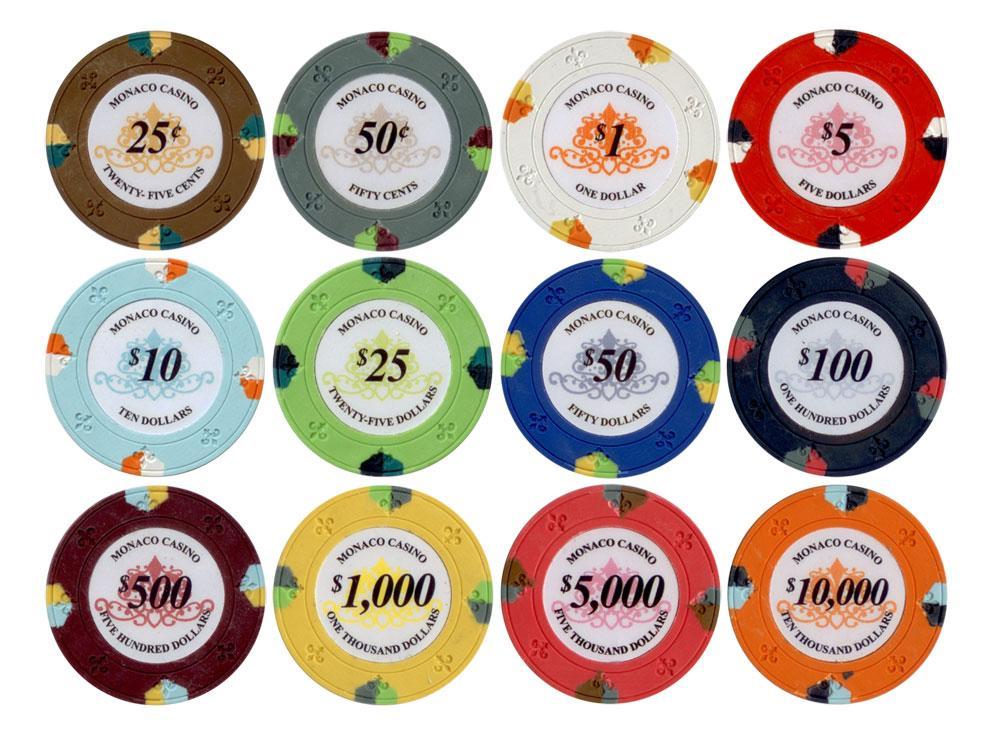 JP Commerce Monaco Casino 500 Piece Poker Chips Set Clay 13.5 Gram - Just Poker Tables