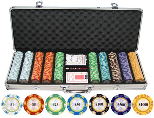 JP Commerce Monte Carlo 500 Pc Casino Poker Chips Set Clay 13.5 Gram - Just Poker Tables