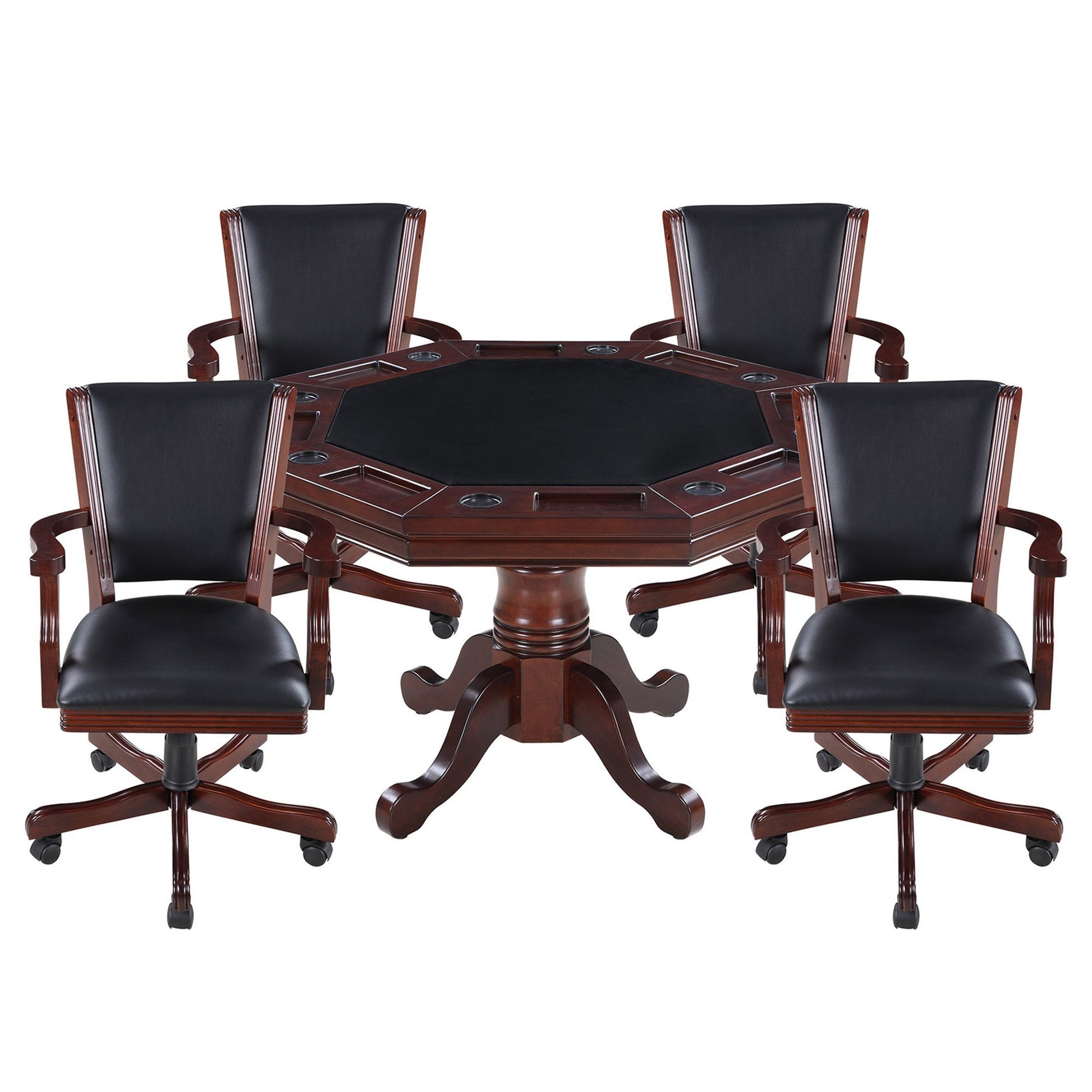 Hathaway Kingston Walnut 3 in 1 Poker Table with 4 Arm Chairs - Just Poker Tables