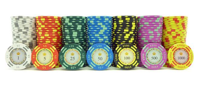 JP Commerce Crown Casino 500 Piece Poker Chips Set Clay 13.5 Gram - Just Poker Tables