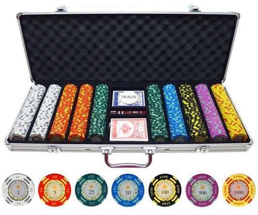 JP Commerce Crown Casino 500 Piece Poker Chips Set Clay 13.5 Gram - Just Poker Tables