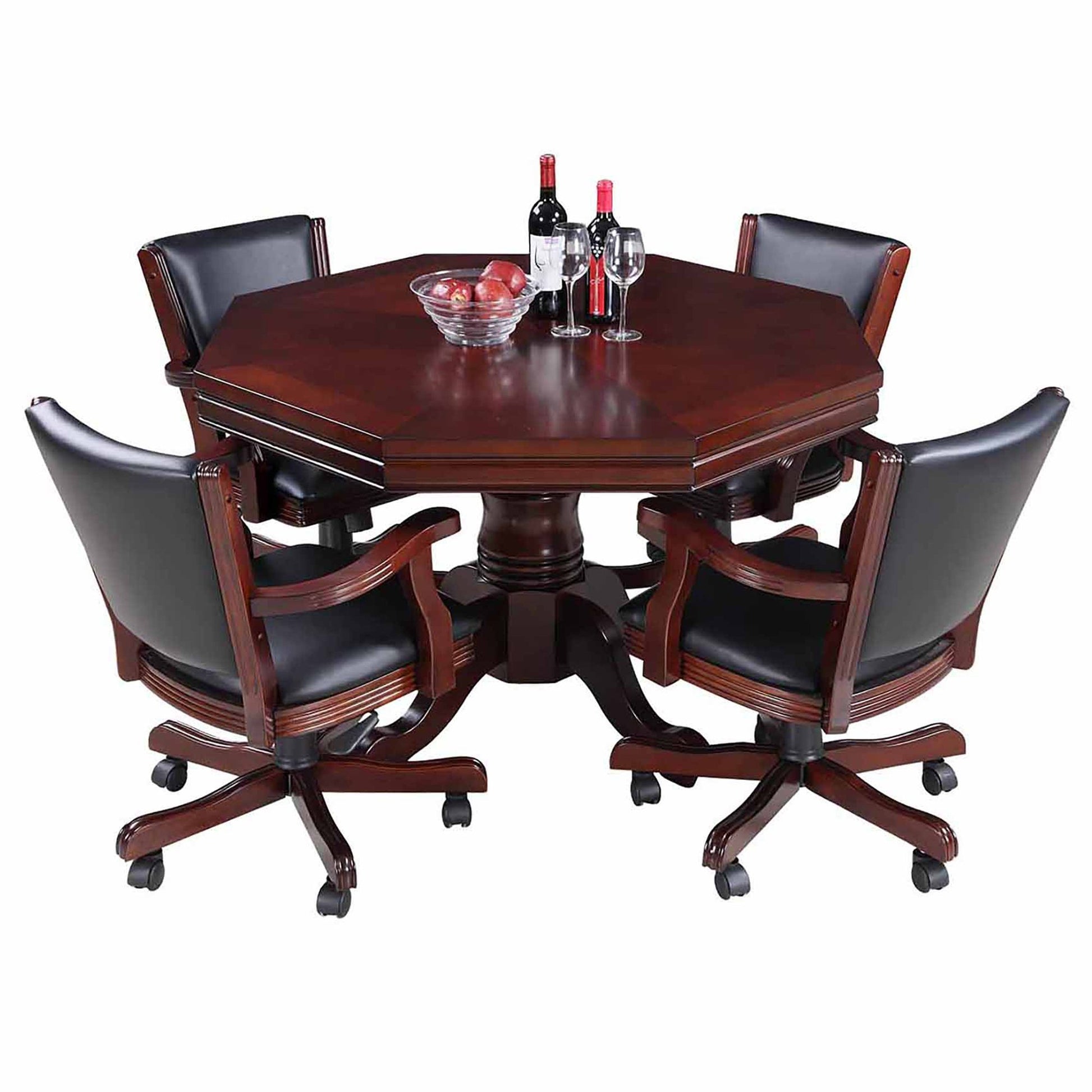 Hathaway Kingston Walnut 3 in 1 Poker Table with 4 Arm Chairs - Just Poker Tables
