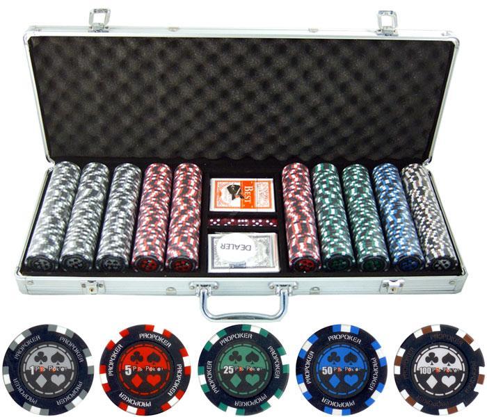 JP Commerce Pro Poker 500 Piece Casino Poker Chips Set Clay 13.5 Gram - Just Poker Tables