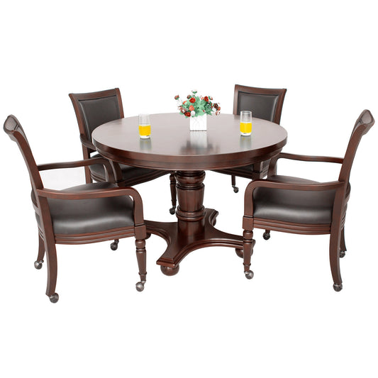 Hathaway Bridgeport 48" 2 in 1 Round Poker Table Set with 4 Arm Chairs - Just Poker Tables