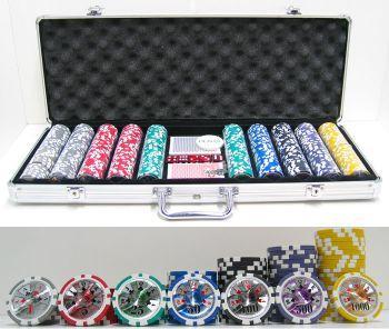 JP Commerce High Roller 500 Pc Casino Poker Chips Set Clay 13.5 Gram - Just Poker Tables